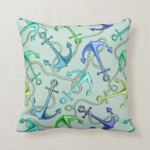 Coussin Ancres flottantes et motif de corde