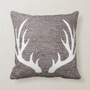 Coussin Andouillers Brown d'arête de hareng et de cerfs
