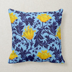 Coussin Anémone de William Morris, marine et jaune de