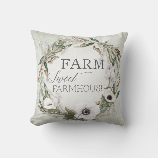 Coussin Anémone douce d'eucalyptus de guirlande de ferme (Recto)