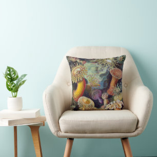 Coussin Anémones sous-marines vintages par Ernst Haeckel
