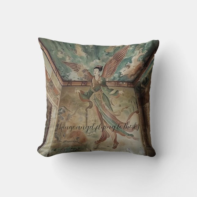Coussin Ange chinois volant vers le ciel (Recto)