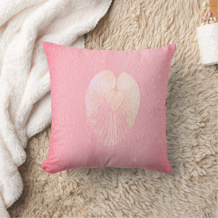 Coussin Ange Coeur Coeur Coquille Ailes - Nuage Rose