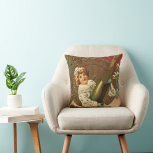Coussin Ange de Champagne du Nouvel An victorien vintage