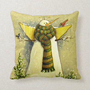 Coussin Ange de la neige 4894 et Noël d'oiseaux