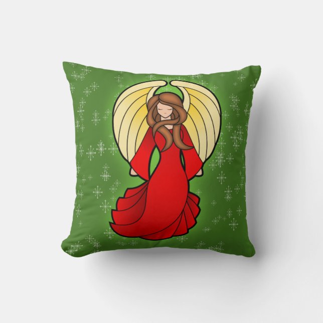 Coussin Ange en verre souillé de Noël (Recto)