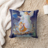 Coussin Ange gardien, enfants et pont (Couverture)