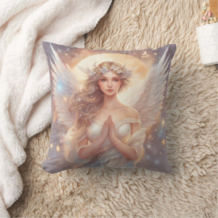 Coussin ange gardien, peinture à l'aquarelle pastel
