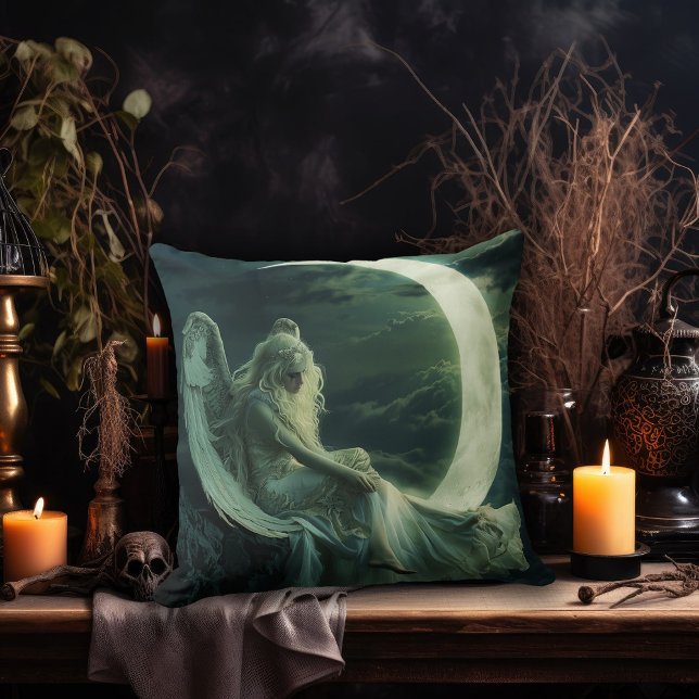 Coussin Ange gothique avec Lune (Créateur téléchargé)