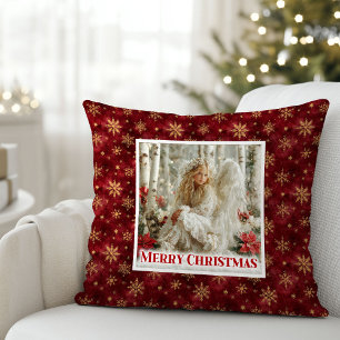 Coussin Ange victorien minimaliste Rouge Or Noël Xmas