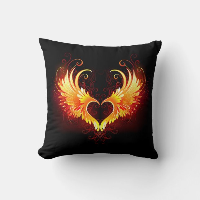 Coussin Angel Fire Heart with Wings (Recto)