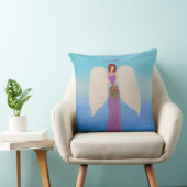 Coussin Angel in purple gown holding a spring bouquet . (Chaise)