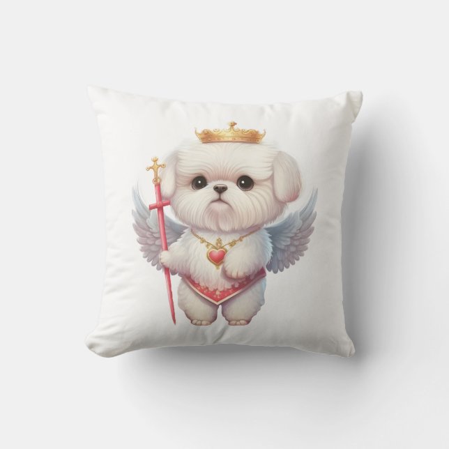 Coussin Angel Maltese Chiot, Maltes amoureux de les chiens (Recto)