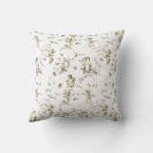 Coussin Anges Cupidons Élégants Toile Florale Beige Blanc (Verso)