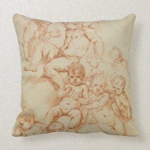 Coussin Anges, début du 17ème siècle (craie rouge sur l