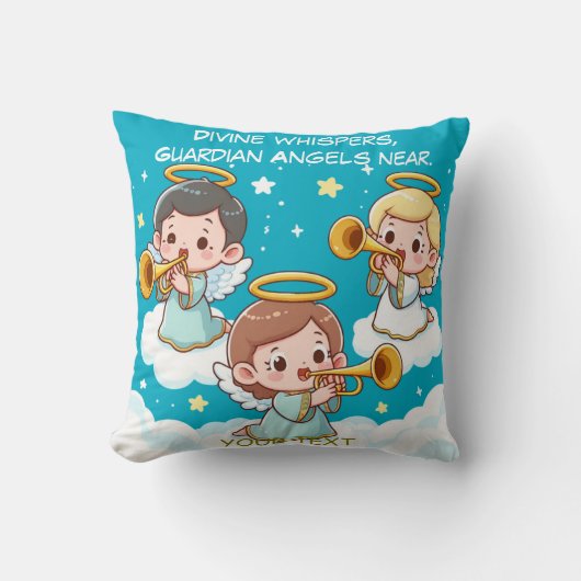 Coussin Anges gardiens d'arbres jouant de la trompette  (Recto)