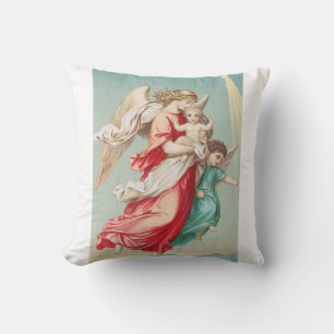 Coussin Anges Gardiens portant un enfant Art éthéré