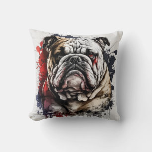 Coussin Anglais Bulldog Portrait animal Peinture chien ani