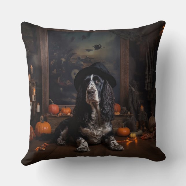 Coussin Anglais Cocker Espagnol Citrouille Halloween effra (Verso)