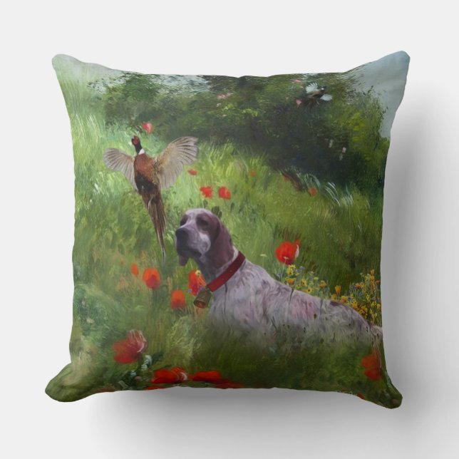 Coussin Anglais Setter, Chasse de faisan (Recto)