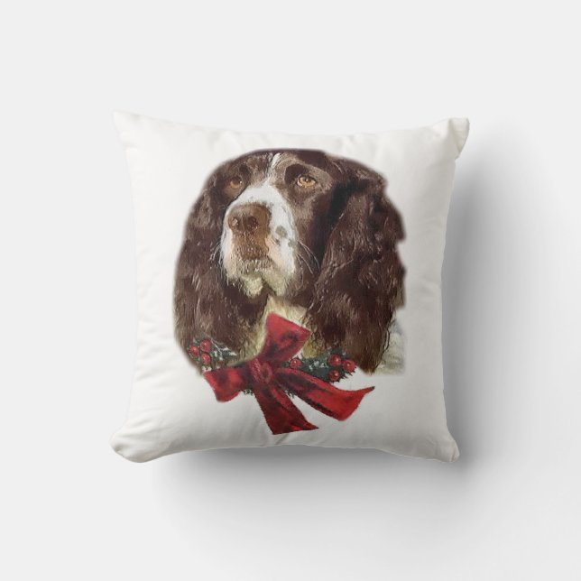 Coussin Anglais Springer Spaniel Christmas (Recto)