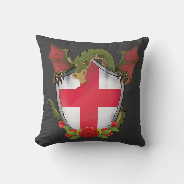Coussin Angleterre Dragon et drapeau anglais (Recto)