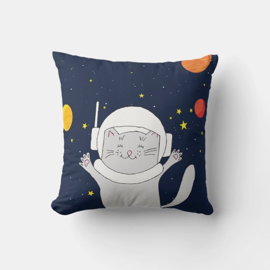 Coussin Animal Astronaut Chat Avec Casque Spatial Clipart  (Recto)