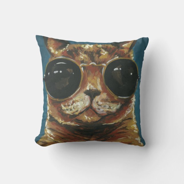 Coussin Animal Dapper | Kitty dans les lunettes de soleil (Recto)