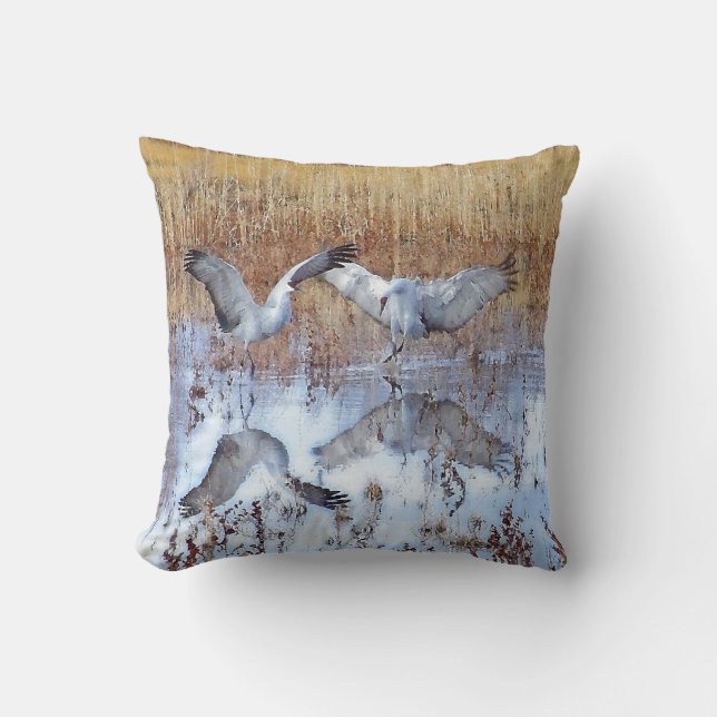 Coussin animal de faune d'oiseaux de grues de (Recto)