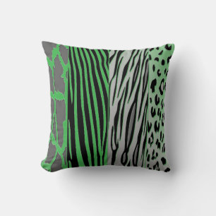 Coussin Animal noir et vert imprimé Zebra Stripe Pil