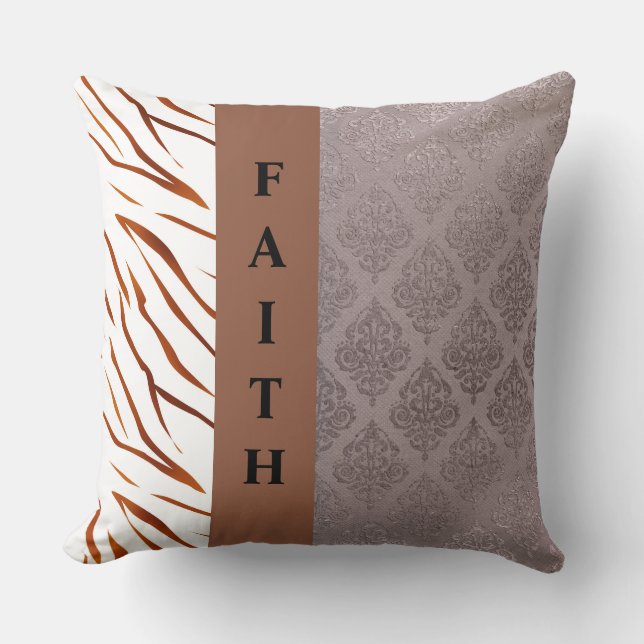 Coussin animal/Rose Taupe Damask  (Recto)