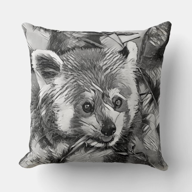 Coussin AnimalArtBW_RedPanda_003 (Recto)