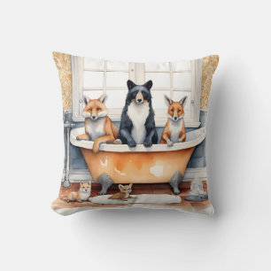 Coussin Animaux amusants dans le bain