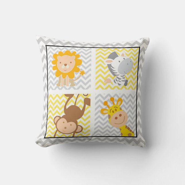 Coussin Animaux caricaturaux mignons (Recto)