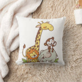 Coussin Animaux caricaturaux mignons - Giraffe, Lion & Sin (Couverture)