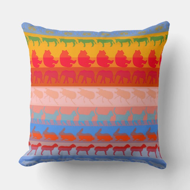 Coussin Animaux colorés rétro Motif #2 (Recto)