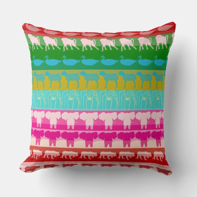 Coussin Animaux colorés rétro Motif #6 (Recto)