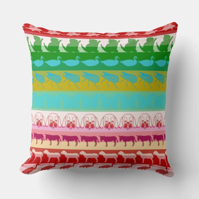 Coussin Animaux colorés rétro Motif #9 (Recto)