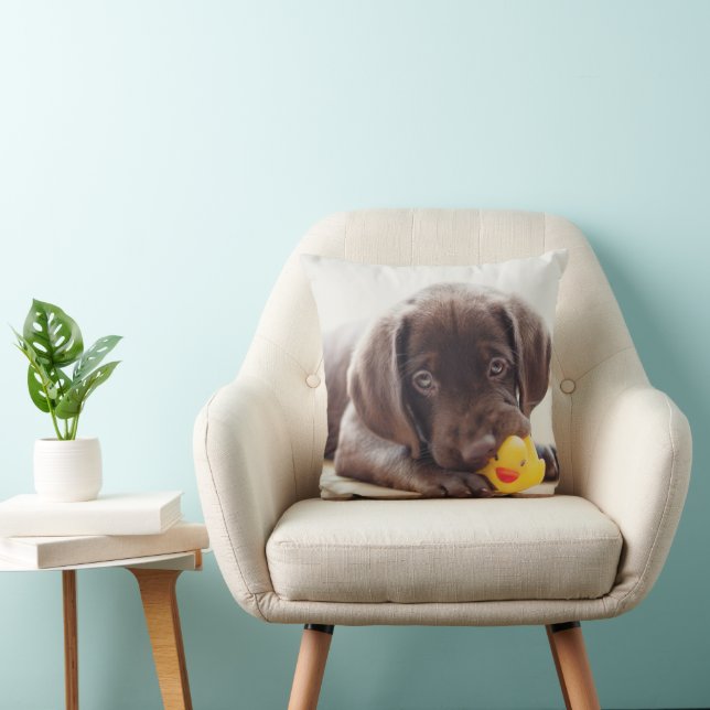 Coussin Animaux de bébés cutest | Chocolat Labrador Puppy (Chaise)