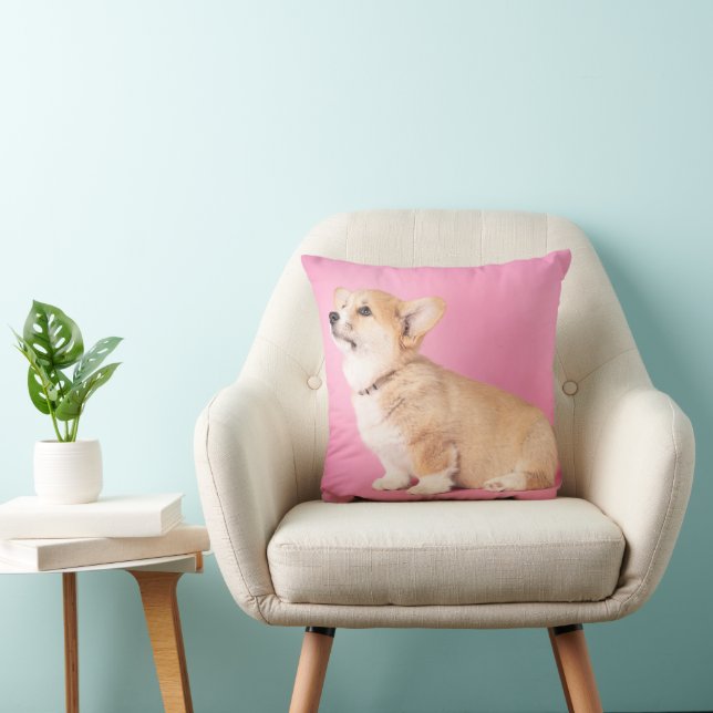 Coussin Animaux de bébés cutest | Corgi rose Chiot (Chaise)