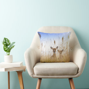 Coussin Animaux de bébés cutest Deux jeunes cerfs à queu