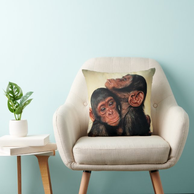 Coussin Animaux de bébés cutest | Hug de chimpanzé (Chaise)