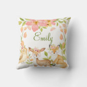 Coussin Animaux de bois rose Floral Personnalisé (Verso)