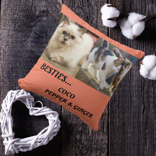 Coussin Animaux de compagnie amis Photo Collage & Noms Cha