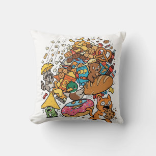Coussin Animaux de dessin animé avec des collations tomban