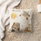 Coussin Animaux de ferme d'aquarelle mignonne personnalisé (Couverture)