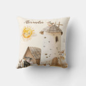 Coussin Animaux de ferme d'aquarelle mignonne personnalisé (Verso)