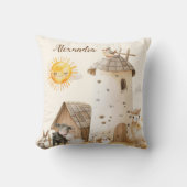 Coussin Animaux de ferme d'aquarelle mignonne personnalisé (Recto)