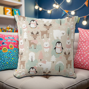 Coussin Animaux de forêt fantaisistes de la forêt boisée d