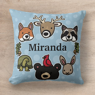 Coussin Animaux de forêt mignons et amicaux, ajoutez votre